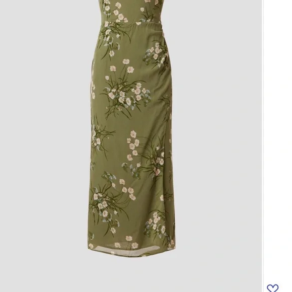 Reformation Green Floral Slip Kimberly Dress with Cream Blooms - Picture 5 of 8
